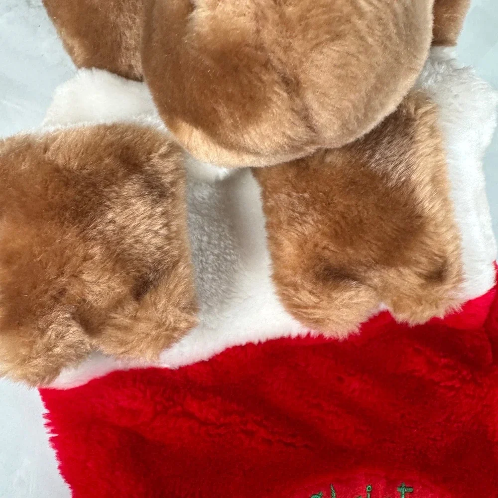 1988 Chrisha Playful Plush Moose Christmas Stocking Reindeer Moose in‎ Santa Hat